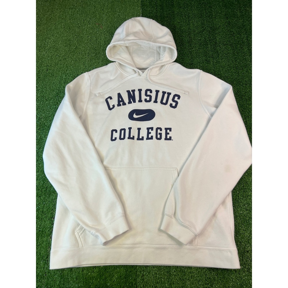 Nike Canisius College Hoodie White Navy Blue Swoosh Pullover Mens Large